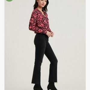 Lucky Brand pink and black floral button down